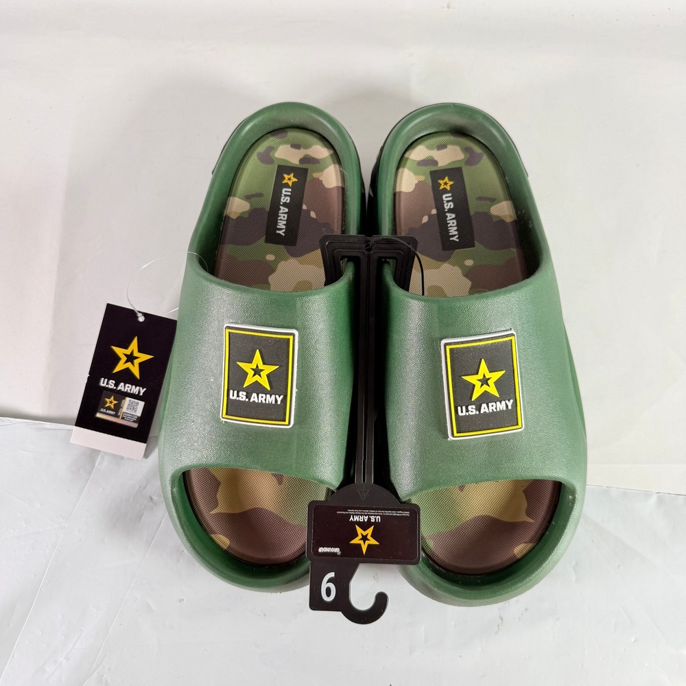 US Army Mens Slide Sandals Green Camo Lic Comfort Slide Shoes Size 9 New